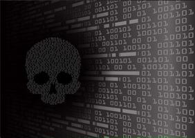 cyber hacker attack background, skull vector