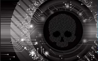 cyber hacker attack background, skull vector