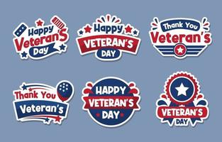 Veteran Day Sticker Set vector