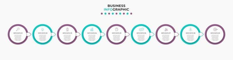 Infographic design business template with icons and 9 options or steps vector
