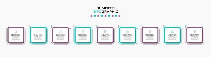 Infographic design business template with icons and 9 options or steps vector