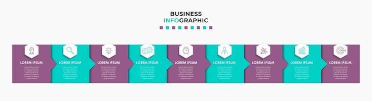 Infographic design business template with icons and 9 options or steps vector