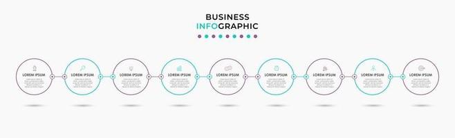 Infographic design business template with icons and 9 options or steps vector