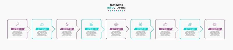 Infographic design business template with icons and 9 options or steps vector