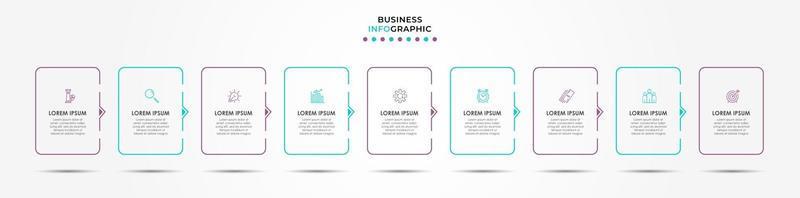 Infographic design business template with icons and 9 options or steps vector