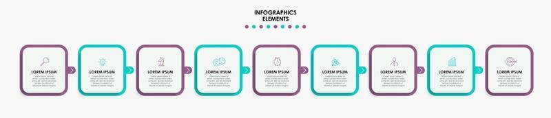 Infographic design business template with icons and 9 options or steps vector