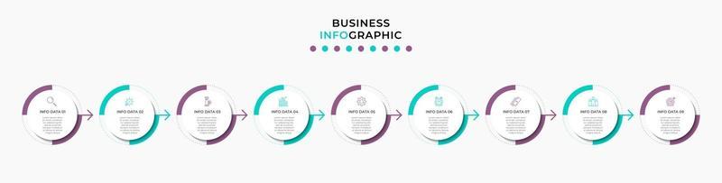 Infographic design business template with icons and 9 options or steps
