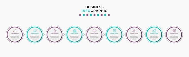 Infographic design business template with icons and 9 options or steps vector