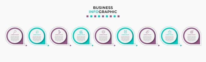 Infographic design business template with icons and 9 options or steps vector