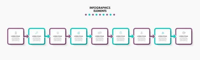 Infographic design business template with icons and 9 options or steps vector