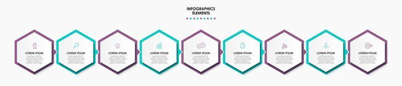 Infographic design business template with icons and 9 options or steps vector