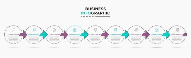 Infographic design business template with icons and 9 options or steps vector