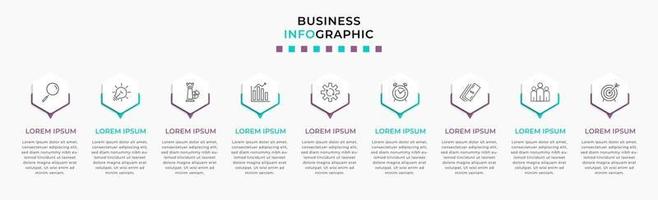 Infographic design business template with icons and 9 options or steps vector