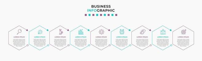 Infographic design business template with icons and 9 options or steps vector
