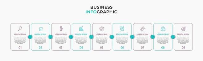 Infographic design business template with icons and 9 options or steps vector