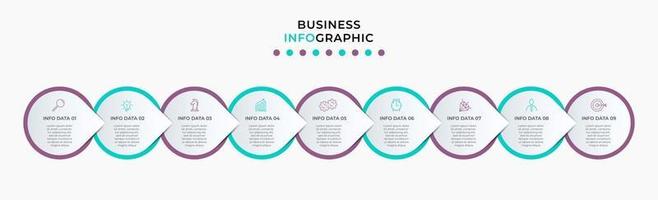 Infographic design business template with icons and 9 options or steps vector