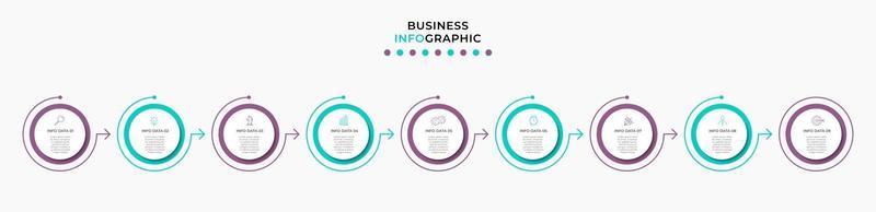 Infographic design business template with icons and 9 options or steps vector
