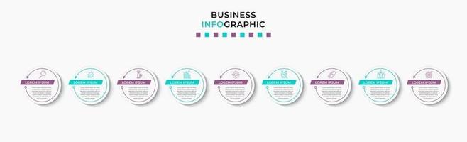 Infographic design business template with icons and 9 options or steps vector