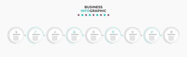 Infographic design business template with icons and 9 options or steps vector