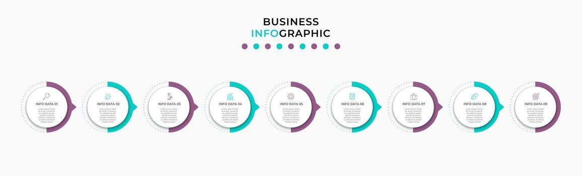 Infographic design business template with icons and 9 options or steps vector