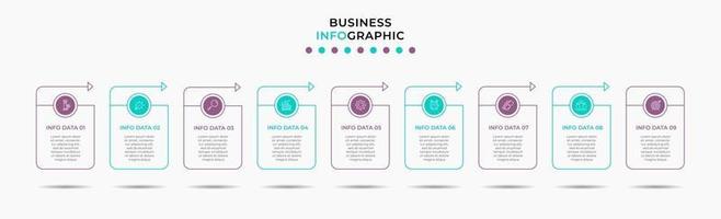 Infographic design business template with icons and 9 options or steps vector