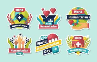 World Humanitarian Sticker Set vector