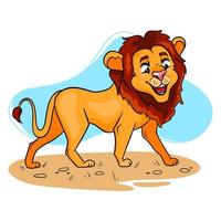 Animal character funny lion in cartoon style. Children's illustration. vector