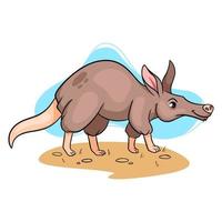 Animal character funny aardvark in cartoon style. vector