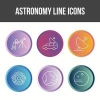 conjunto de iconos de vector de línea de astronomía única