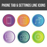 Phone Tab and Settings Vector Icon Set