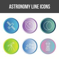 conjunto de iconos de vector de línea de astronomía única