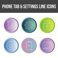 Unique Phone Tab and Settings Vector Icon Set