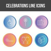 conjunto de iconos de vector de línea de celebración única