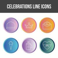 conjunto de iconos de vector de línea de celebración única