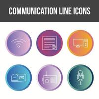 conjunto de iconos de vector de línea de comunicación única