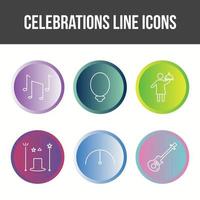 conjunto de iconos de vector de línea de celebración única