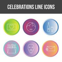 conjunto de iconos de vector de línea de celebración única