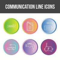 conjunto de iconos de vector de línea de comunicación única