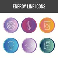 conjunto de iconos de vector de línea de energía única