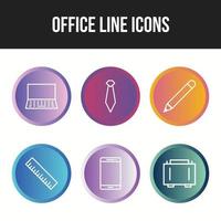 conjunto de iconos únicos de iconos de vector de línea de oficina