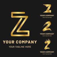 colección de logotipos de letras doradas z vector