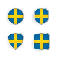 insignia del país de suecia y colección de etiquetas vector