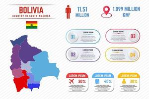 Plantilla colorida de infografía de mapa de bolivia vector