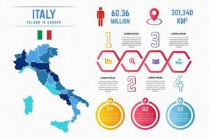 colorida plantilla de infografía de mapa de italia vector