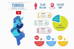 Plantilla de infografía de mapa colorido de Túnez vector