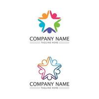 People Icon and star work group Vector logo design for company