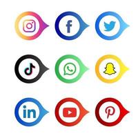 Gradient Social Media Icon Set vector