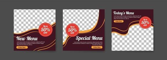 Social media post template for food sales promotion. vector