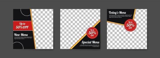 Social media post template for food sales promotion. vector