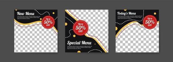 Social media post template for food sales promotion. vector